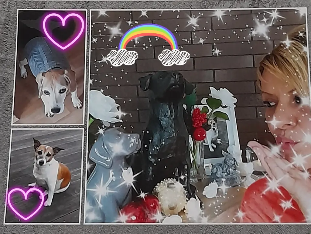 Andachtsbild von Sabine mit Luna & Milo tief im Herzen