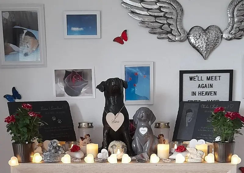 Andachtsbild von Sabine mit Luna & Milo tief im Herzen 