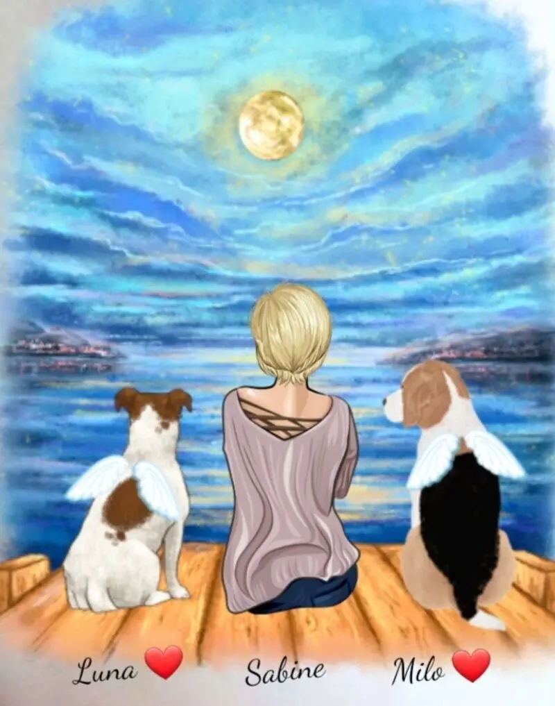 Andachtsbild von Sabine mit Luna & Milo tief im Herzen