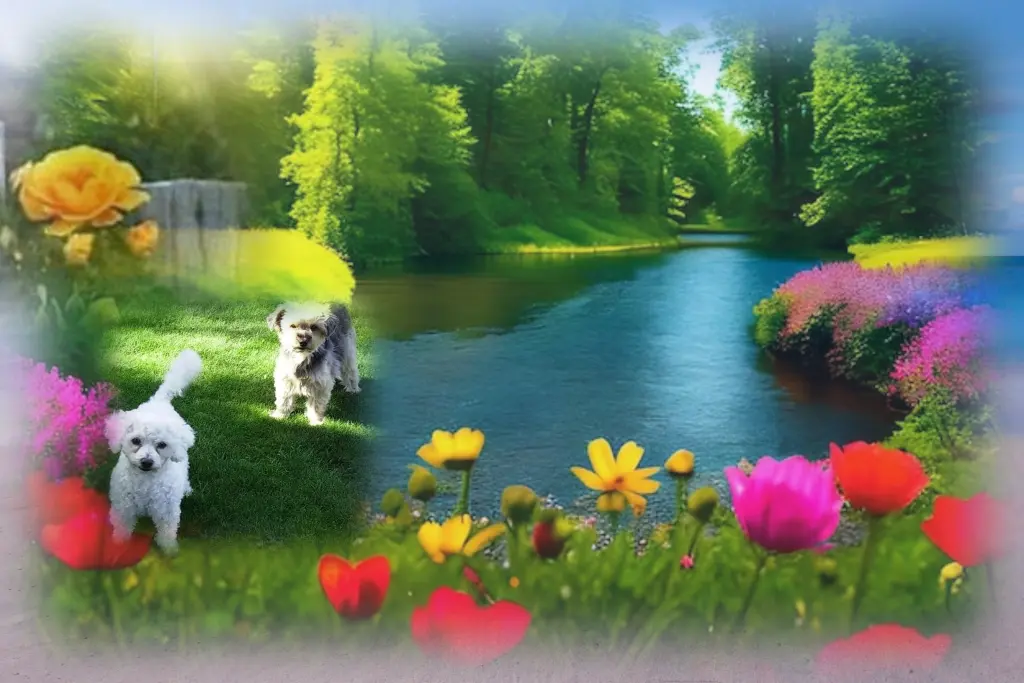 Andachtsbild von Snowy mit drei Yorkis ❤️für Floyd 