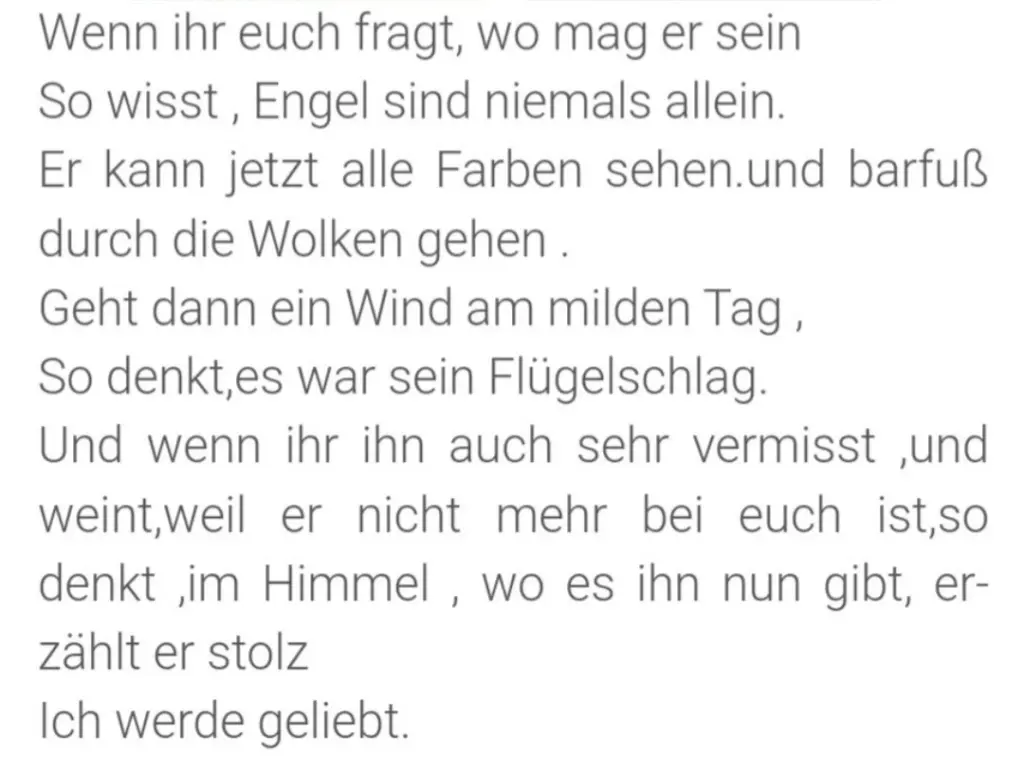 Condolence image of Hallo kleiner Engel