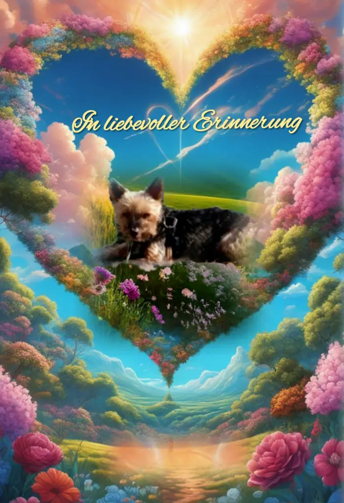 Andachtsbild von Gaby mit Snowy im Herzen