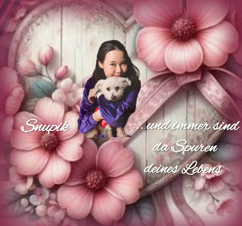Andachtsbild von Gaby mit Snowy im Herzen 