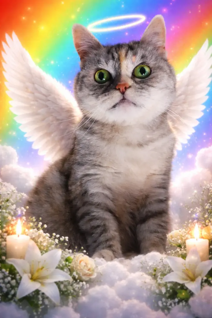 Andachtsbild von Silke mit Mia im Herzen,  Tilmann und Lumi-Blue an der Seite