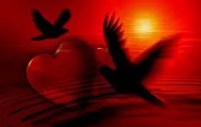 Andachtsbild von Brigitte mit Nelly, Benny und Axel im Herzen